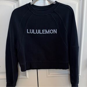 Lululemon Woman’s Navy Blue Cropped Logo Crewneck Sweatshirt Size XS/S